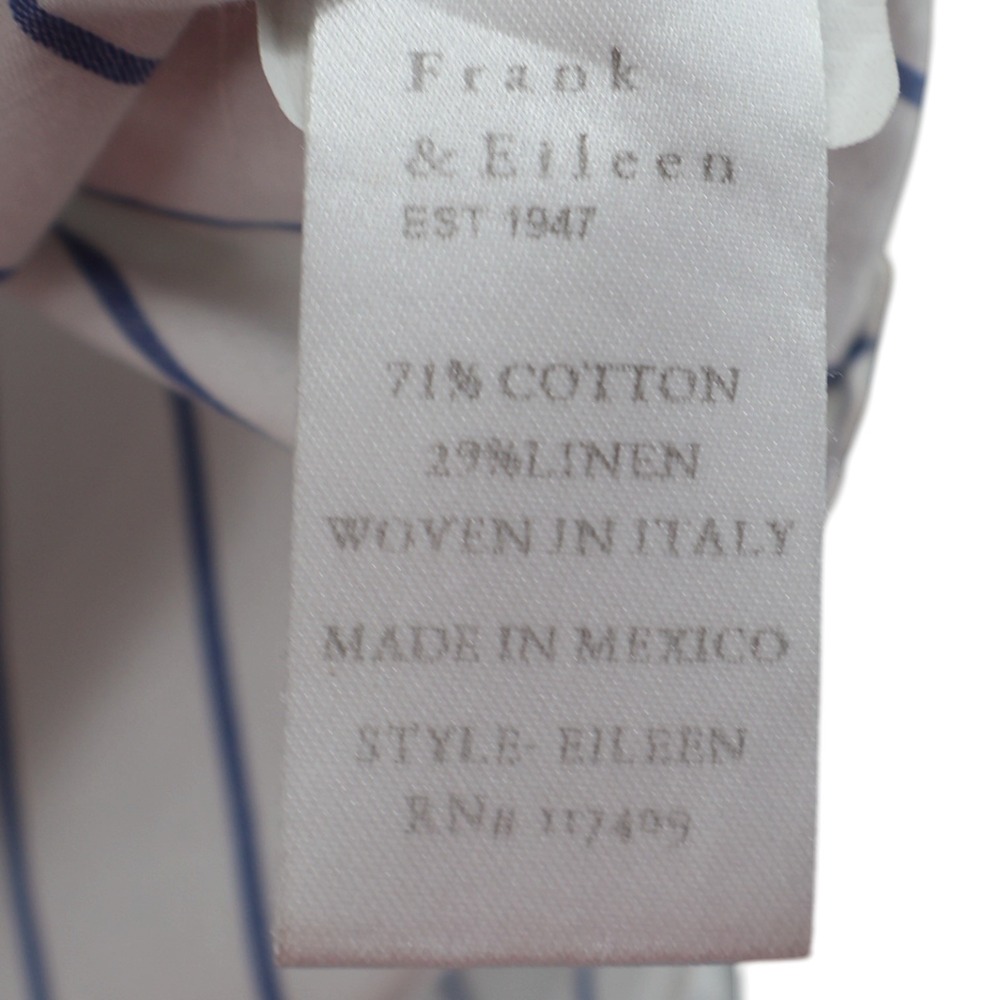 Frank & Eileen Eileen White Blue Stripe Cotton Linen Button Down Italy Sz S EUC - Picture 6 of 10